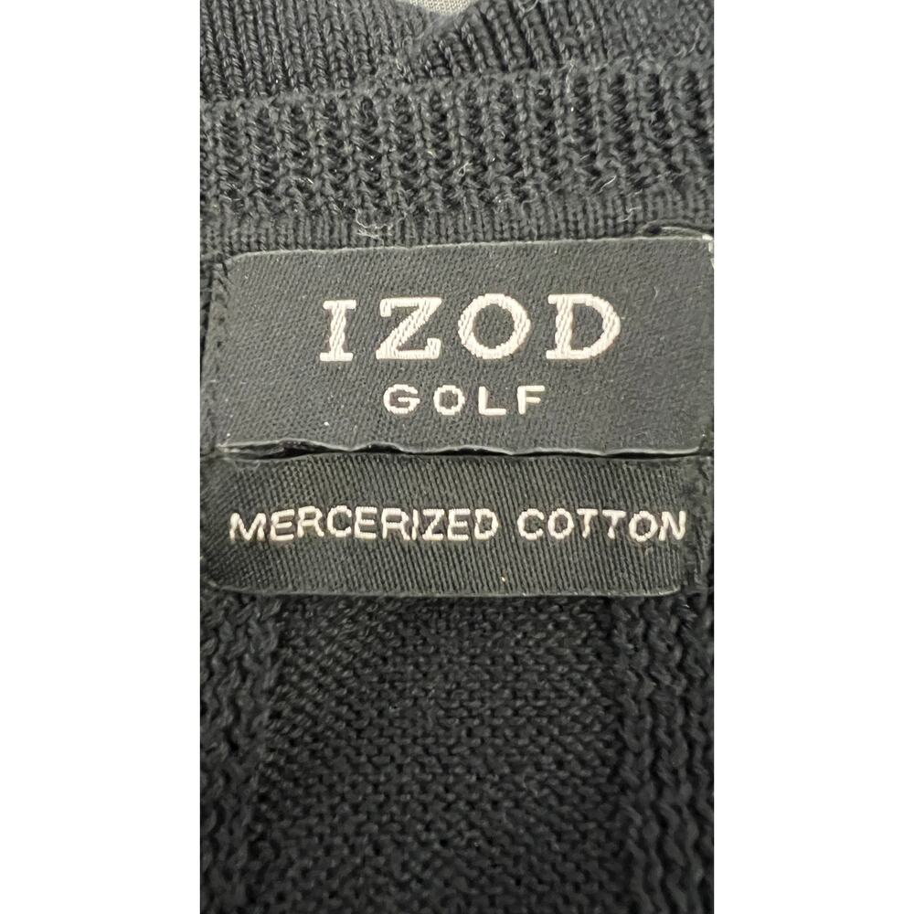 ⛳ IZOD Golf Black Sweater Vest Men’s M 100% Mercerized Cotton Preppy - Picture 4 of 5